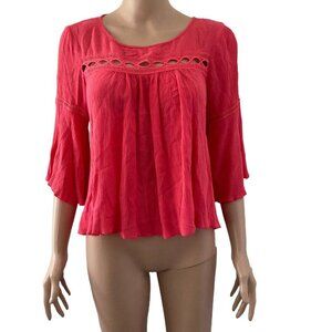 Trixxi Shirt Womens Fuchsia Size XS Bell Sleeve lightweight